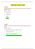 NSG 6320 Week 1, Week 2, Week 3, Week 4, Week 5, Week 6, Week 7, Week 8, Week 9, Week 10 Quizzes / NSG6320 Week 1 To Week 10 Quizzes (Newest) | Verified, 100 % Correct | South University