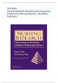 Test Bank- Polit & Beck's Nursing Research Generating and Assessing Evidence for Nursing Practice 11Th Edition (Denise Polit , 2020) Latest Edition||  All Chapters 