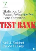 TEST BANK for Statistics For People Who Think They Hate Statistics 7th Edition Salkind Frey