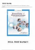 Test Bank - for Essentials of Pharmacology for Health Professions 9th Edition by Bruce Colbert, Adam James, All Chapters | Latest Update | Complete Guide A+