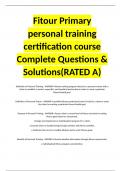 Fitour Primary personal training certification course Complete Questions & Solutions(RATED A)