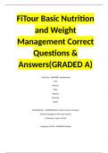 FiTour Basic Nutrition and Weight Management Correct Questions & Answers(GRADED A)