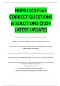 NURS1140 Final CORRECT QUESTIONS & SOLUTIONS (2024 LATEST UPDATE)