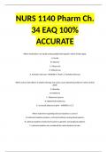 NURS 1140 Pharm Ch. 34 EAQ 100% ACCURATE 