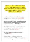 TESOL EXAM LATEST UPDATED EXAM COMPLETE 200 QUESTIONS  WITH DETAILED VERIFIED AND 100%  CORRECT ANSWERS BRAND NEW  ALREADY GRADED A+