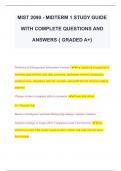 MIST 2090 - MIDTERM 1 STUDY GUIDE  WITH COMPLETE QUESTIONS AND  ANSWERS { GRADED A+}