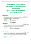 NURS6501 / NURS-6501 Advanced Pathophysiology 2020/2021 Quiz - Week 6/ MIDTERM GRADED A+