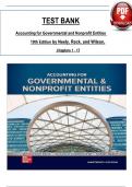 TEST BANK For Accounting for Governmental and Nonprofit Entities 19th Edition by Neely & Reck, ISBN: 9781260809954, All 17 Chapters Covered, Verified Latest Edition