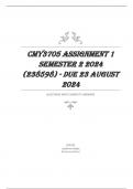 CMY3705 Assignment 1 Semester 2 2024 (238598) - DUE 23 August 2024 LATEST (COMPLETE QUALITY DETAILED ANSWERS)- 100% satisfaction guarantee ,explanations and solutions