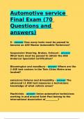 Automotive service Final Exam (70 Questions and answers)