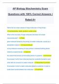 AP Biology Biochemistry Exam Questions with 100% Correct Answers | Rated A+