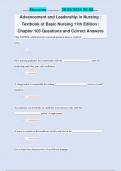 Advancement and Leadership in Nursing :  Textbook of Basic Nursing 11th Edition /  Chapter 103 Questions and Correct AnswersAdvancement and Leadership in Nursing :  Textbook of Basic Nursing 11th Edition /  Chapter 103 Questions and Correct Answers