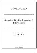 (WGU C730) EDUC 3276 - Secondary Reading Instruction & Interventions - OA Review 20242025.