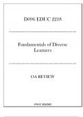 (WGU D096) EDUC 2218 - Fundamentals of Diverse Learners - OA Review 20242025