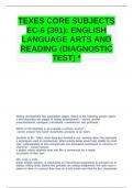 TEXES CORE SUBJECTS EC-6 (391): ENGLISH LANGUAGE ARTS AND READING (DIAGNOSTIC TEST) *