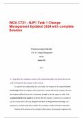  WGU C721 - NJP1 Task 1 Change Management Updated 2024 with complete Solution