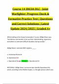 Course 14 SNCOA DLC - Joint Warfighter: Progress Check & Formative Practice Test | Questions and Correct Solutions | Latest Update 2024/2025 | Graded A+