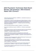 2024 Psychiatric Technician State Board Review |150 questions | With Answers Rated 100% Correct!!