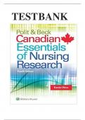 Test Bank for Polit & Beck Canadian Essentials of Nursing Research 4th Edition (Kevin Woo, 2017) | All Chapters Covered