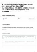 ATI RN MATERNAL NEWBORN PROCTORED 2024-2025 ACTUAL EXAM TEST BANK|MATERNAL NEWBORN ATI PROCTORED EXAM 75 REAL EXAM QUESTIONS AND ANSWERS