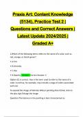 Praxis Art: Content Knowledge (5134), Practice Test 2 | Questions and Correct Answers | Latest Update 2024/2025 | Graded A+