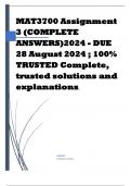 MAT3700 Assignment 3 (COMPLETE ANSWERS)2024 - DUE 28 August 2024 ; 100% TRUSTED Complete, trusted solutions and explanations