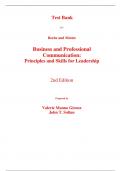 Test Bank For Business & Professional Communication Principles and Skills for Leadership 2nd Edition By Steven A. Beebe, Timothy Mottet (All Chapters, 100% Original Verified, A+ Grade) 