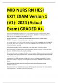 MID NURS RN HESI EXIT EXAM Version 1 (V1)- 2024 (Actual Exam) GRADED A+.