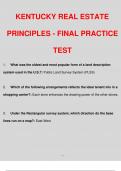 KENTUCKY REAL ESTATE PRINCIPLES - FINAL PRACTICE TEST