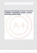 Kentucky Real Estate Practice Final One   CORRECT ANSWERS| EXAM | LATEST UPDATES ||2024-2025||