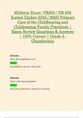 Midterm Exam: NR602 / NR 602 (Latest Update 2024 / 2025) Primary Care of the Childbearing and Childrearing Family Practicum | Exam Review Questions & Answers | 100% Correct | Grade A - Chamberlain