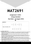 MAT2691 Assignment 3 (ANSWERS) 2024 - DISTINCTION GUARANTEED