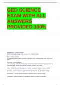 GED SCIENCE EXAM WITH ALL ANSWERS PROVIDED 100%