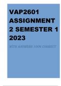 VAP2601 Assignment 4 Semester 2 2024QUESTIONS AND ANSWERS WITH RATIONALES COMPLETE AND WELL EXPLAINED 100% CORRECTLY VERIFIED BY EXPERTS LATEST UPDATE 2024 GRADED A+  100% GUARANTEED SUCCESS AFTER DOWNLOAD (ALL YOU NEED TO PASS YOUR EXAMS)