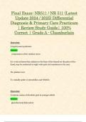 Final Exam: NR511 / NR 511 (Latest Update 2024 / 2025) Differential Diagnosis & Primary Care Practicum | Review Study Guide| 100% Correct | Grade A - Chamberlain