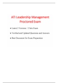 ATI RN LEADERSHIP MANAGEMENT PROCTORED EXAM (2 NEWEST VERSIONS, 2021) / RN ATI LEADERSHIP MANAGEMENT PROCTORED EXAM / RN LEADERSHIP MANAGEMENT ATI PROCTORED EXAM | VERIFIED ANSWERS, COMPLETE AND HIGHLY RATED DOCUMENT|