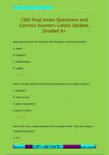 CDA final exam Questions and  Correct Answers Latest Update,  Graded A+