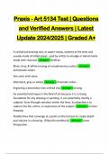 Praxis - Art 5134 Test | Questions and Verified Answers | Latest Update 2024/2025 | Graded A+