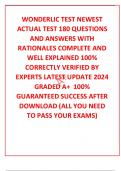 WONDERLIC TEST NEWEST ACTUAL TEST 180 QUESTIONS AND ANSWERS WITH RATIONALES COMPLETE AND WELL EXPLAINED 100% CORRECTLY VERIFIED BY EXPERTS LATEST UPDATE 2024 GRADED A+  100% GUARANTEED SUCCESS AFTER DOWNLOAD (ALL YOU NEED TO PASS YOUR EXAMS)