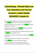 Cosmetology - Nevada State Law Test | Questions and Correct Answers | Latest Update 2024/2025 | Graded A+