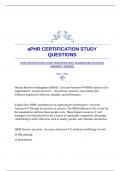 aPHR CERTIFICATION STUDY QUESTIONS WITH GUARANTEED ACCURATE ANSWERS |VERIFIED