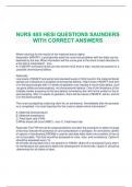 NURS 405 HESI QUESTIONS SAUNDERS WITH CORRECT ANSWERS