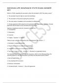 MICHIGAN LIFE INSURANCE STATE EXAM ANSWER KEY