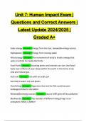 Unit 7: Human Impact Exam | Questions and Correct Answers | Latest Update 2024/2025 | Graded A+