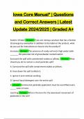 Iowa Core Manual* | Questions and Correct Answers | Latest Update 2024/2025 | Graded A+