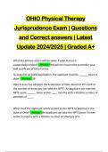 OHIO Physical Therapy Jurisprudence Exam | Questions and Correct answers | Latest Update 2024/2025 | Graded A+