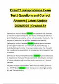 Ohio PT Jurisprudence Exam Test | Questions and Correct Answers | Latest Update 2024/2025 | Graded A+