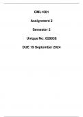 CML1501 Assignment 2 Due 19 September 2024 (Detail Answers)