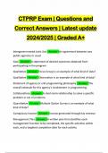 CTPRP Exam | Questions and Correct Answers | Latest update 2024/2025 | Graded A+