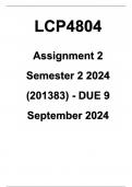 LCP4804 Assignment 2 (COMPLETE ANSWERS) Semester 2 2024 (201383) - DUE 9 September 2024